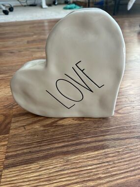 Rae Dunn Cream Ceramic Heart "LOVE" Accent